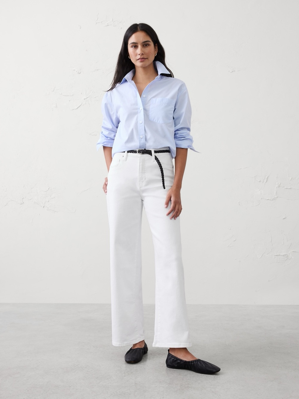 NWT Banana Republic White Wide-Leg High-Rise Jeans